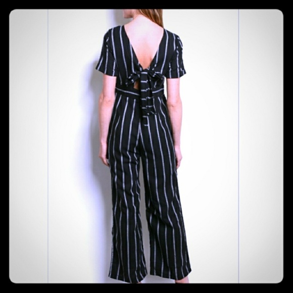 Black with White Stripes Spring Jumpsuit - Picture 2 of 2
